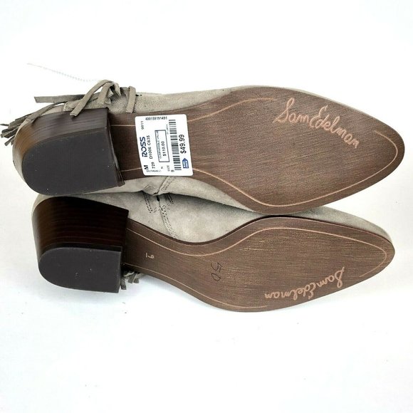 Sam Edelman Gray Suede Ankle Boots with Fringe - Picture 9 of 9